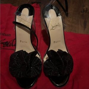 Christian Louboutin black pvc strappy sandal heel size 36.5